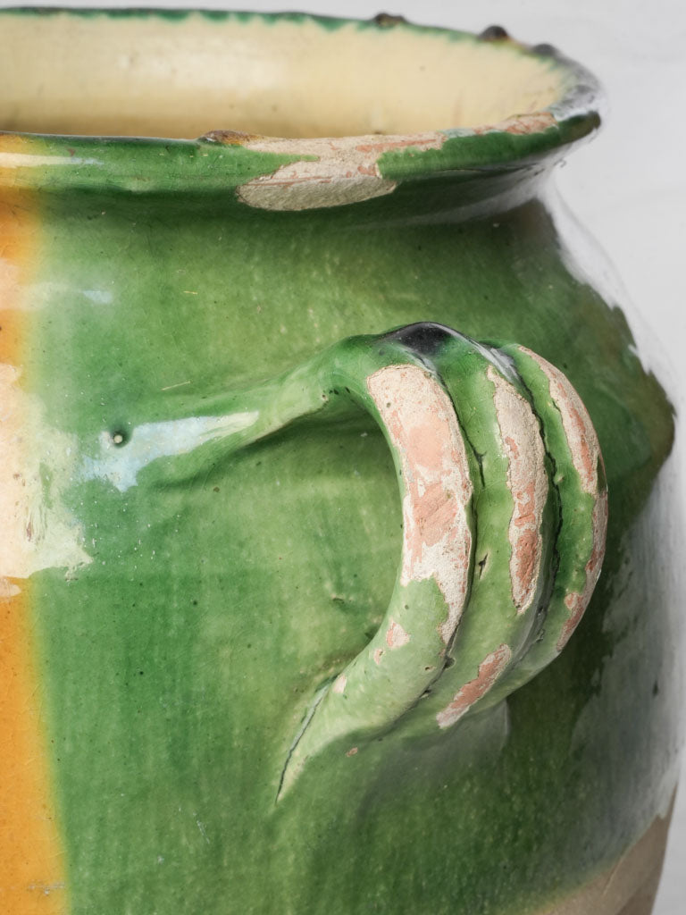 Large Provençal Confit Pot w/ Beautiful Bi-Color Glaze - 13"