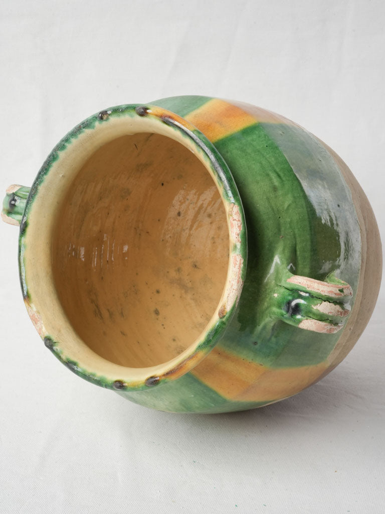 Large Provençal Confit Pot w/ Beautiful Bi-Color Glaze - 13"