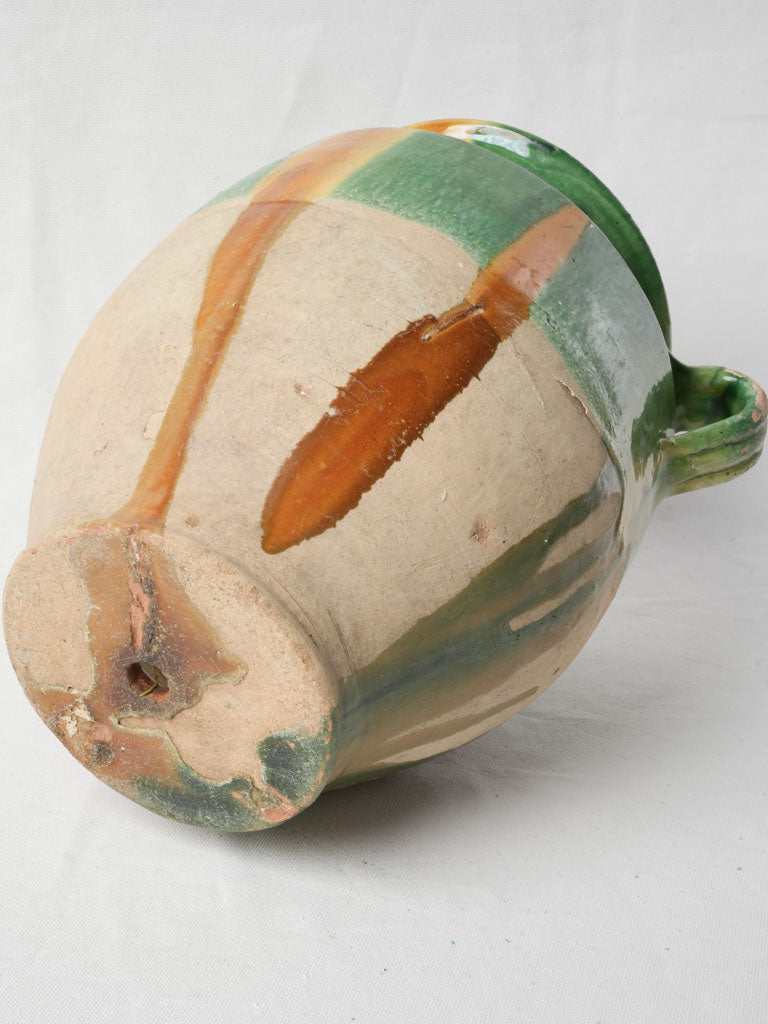 Large Provençal Confit Pot w/ Beautiful Bi-Color Glaze - 13"