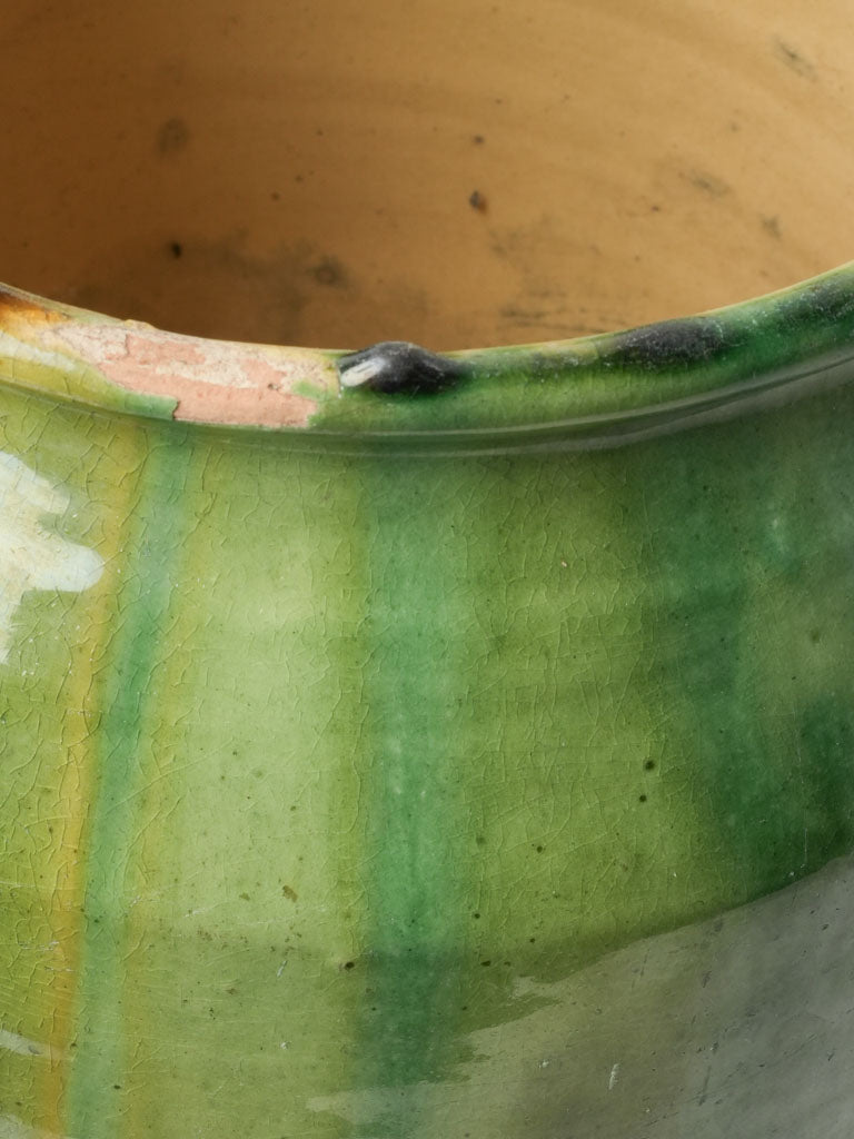 Large Provençal Confit Pot w/ Beautiful Bi-Color Glaze - 13"