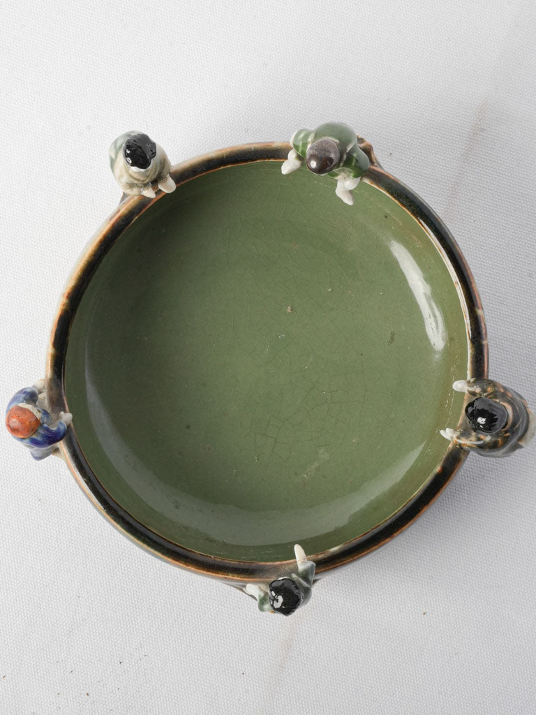 Colorful celadon and ochre bowl