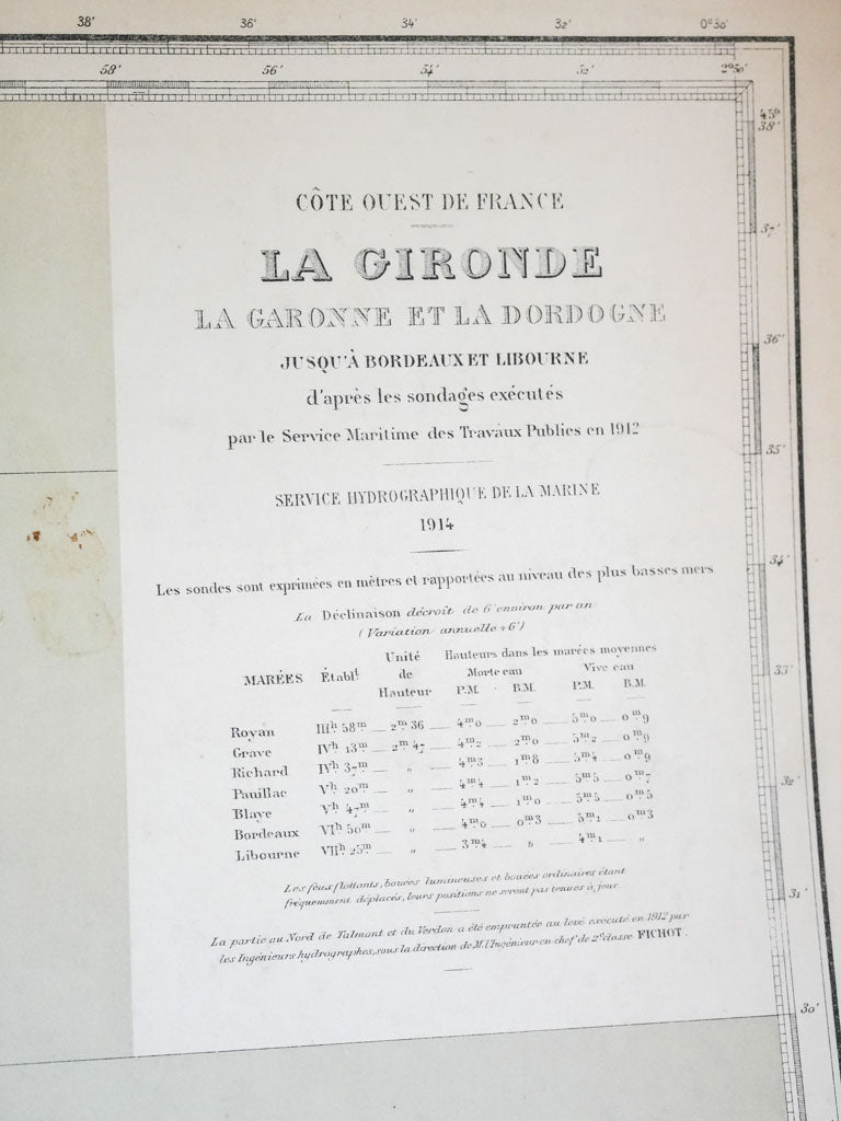 Aged hydrographic navigation charts collection