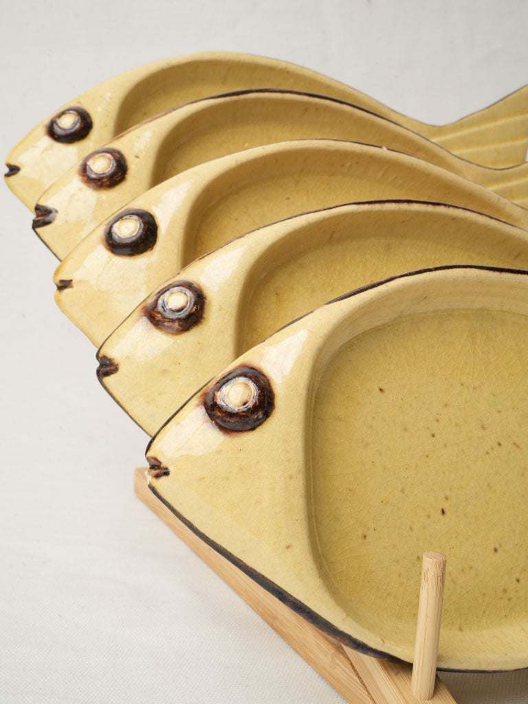 Rare Set Of Eleven Fish-Form Earthenware Plates From Dieulefit Circa 1960 - 12½"