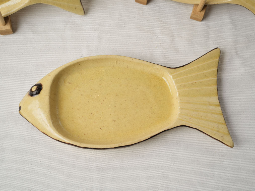 Rare Set Of Eleven Fish-Form Earthenware Plates From Dieulefit Circa 1960 - 12½"