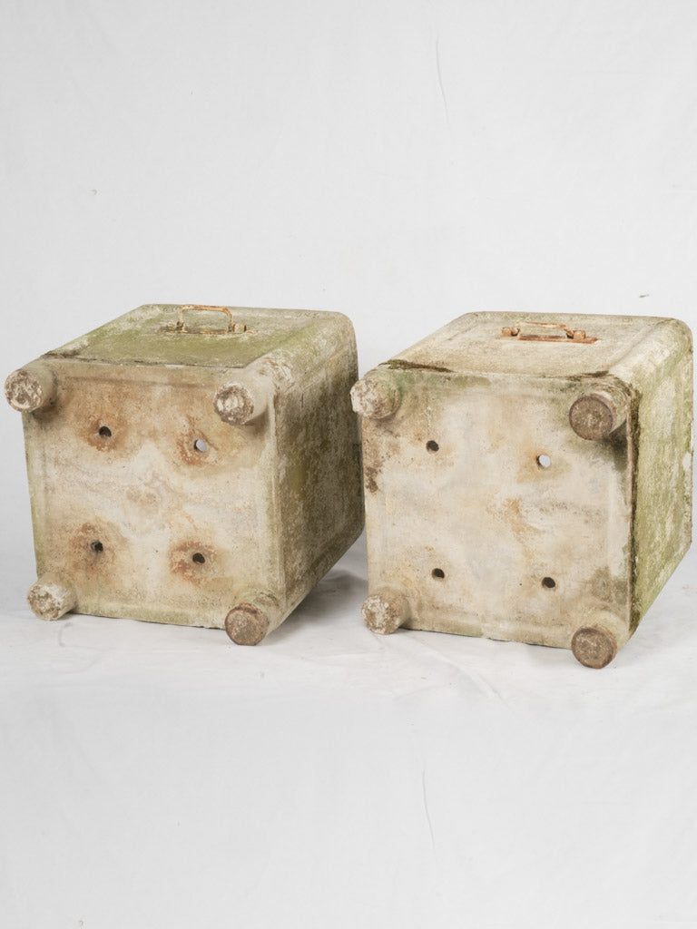 Time-worn Swiss square garden planters