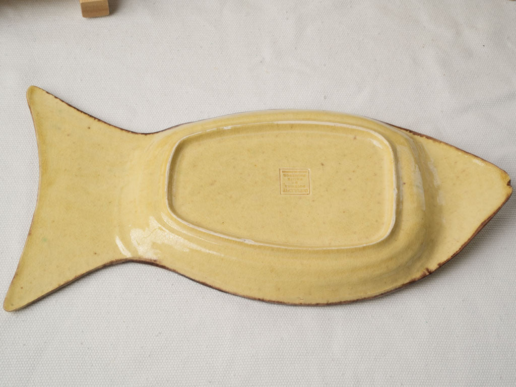 Rare Set Of Eleven Fish-Form Earthenware Plates From Dieulefit Circa 1960 - 12½"