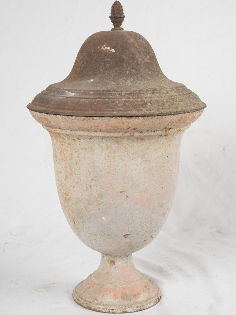 Lovely pinkish-white patina garden planter