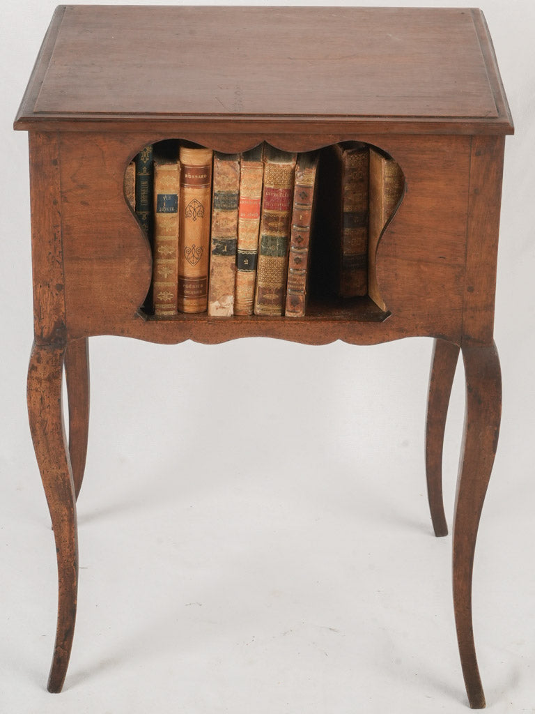 Ornate scalloped apron wooden nightstand