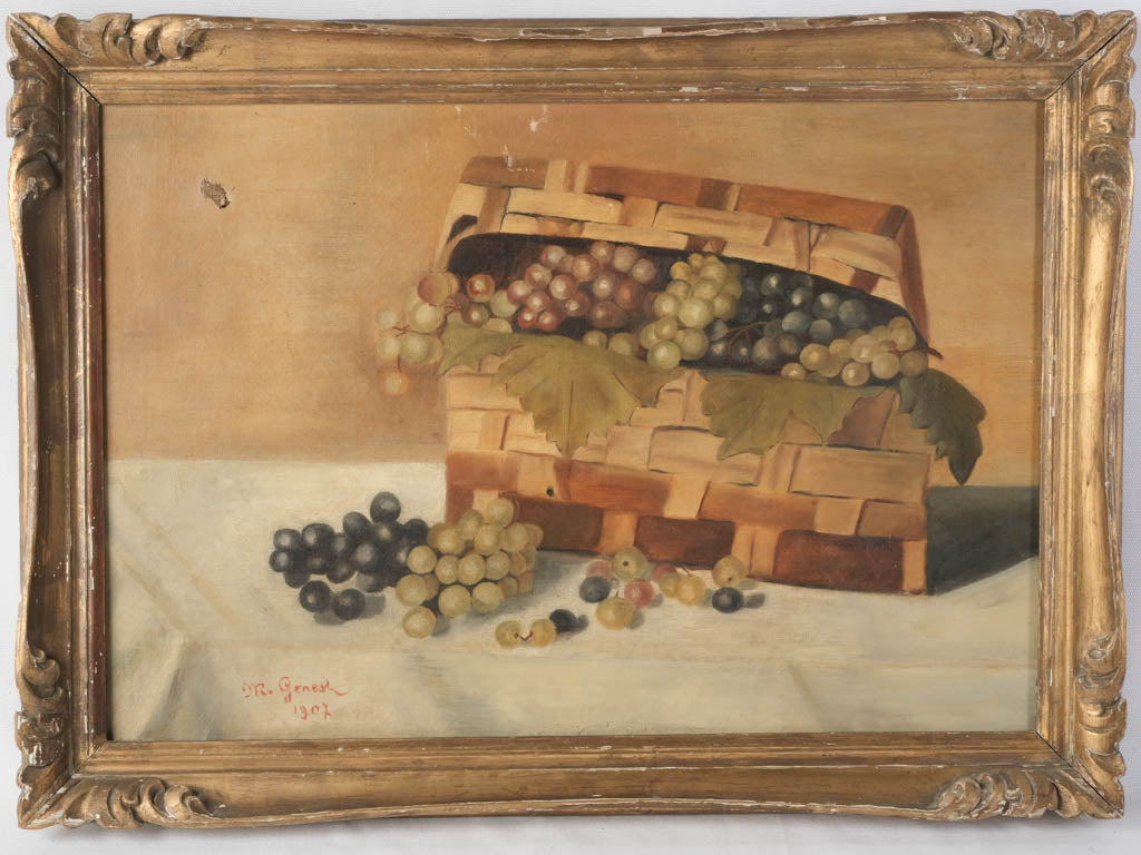 Aged giltwood frame wall art