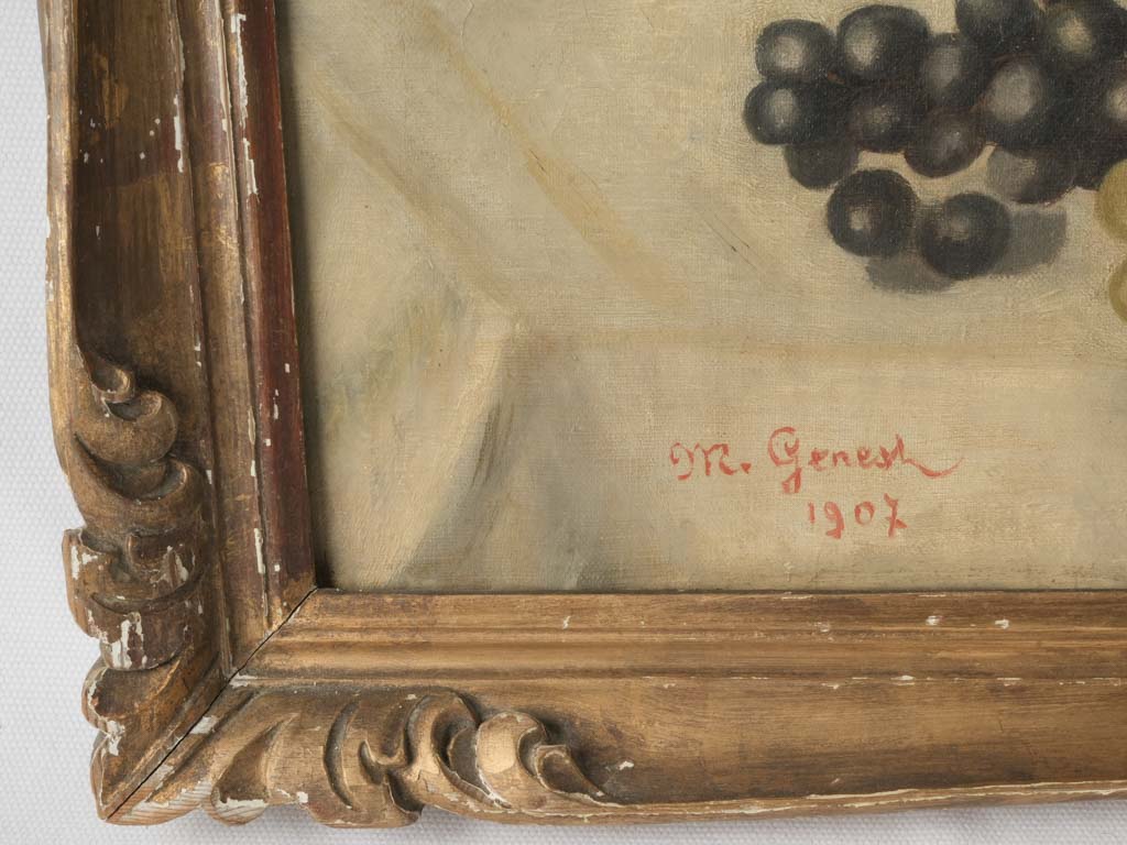 Vintage grapes harvest crate painting