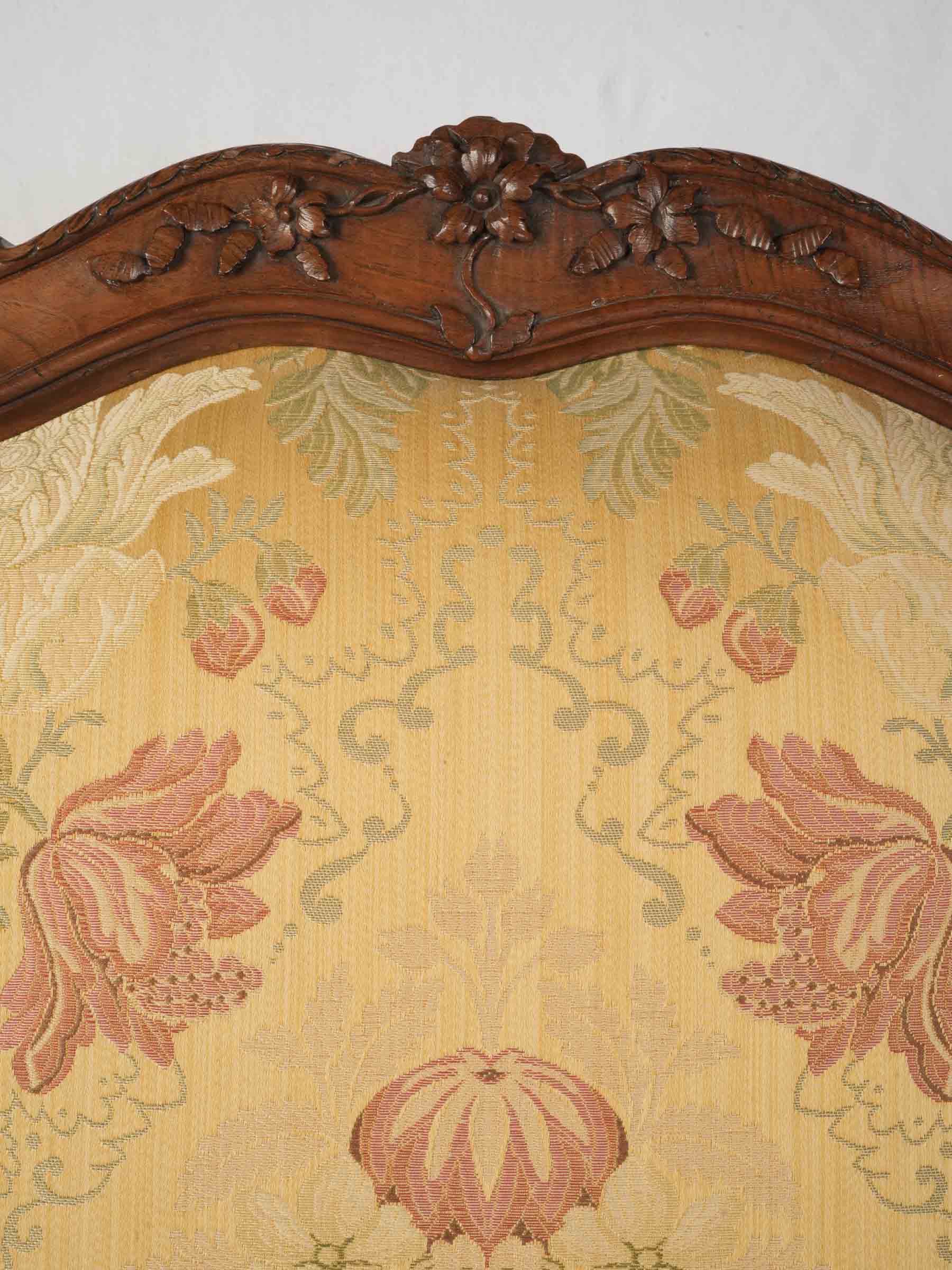 Louis XV Carved Walnut Armchair w/ Removable Upholstered Panels in a Beautiful Floral Damask - 41" x 28¼"