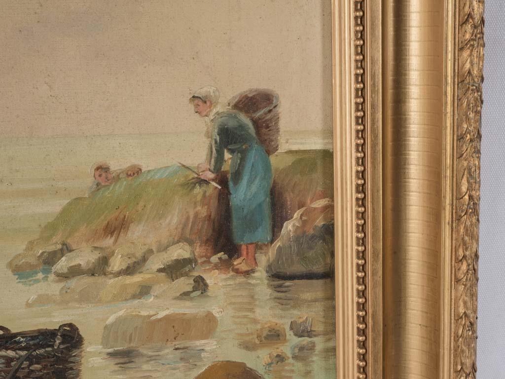 Aged maritime scene rocky foreshore