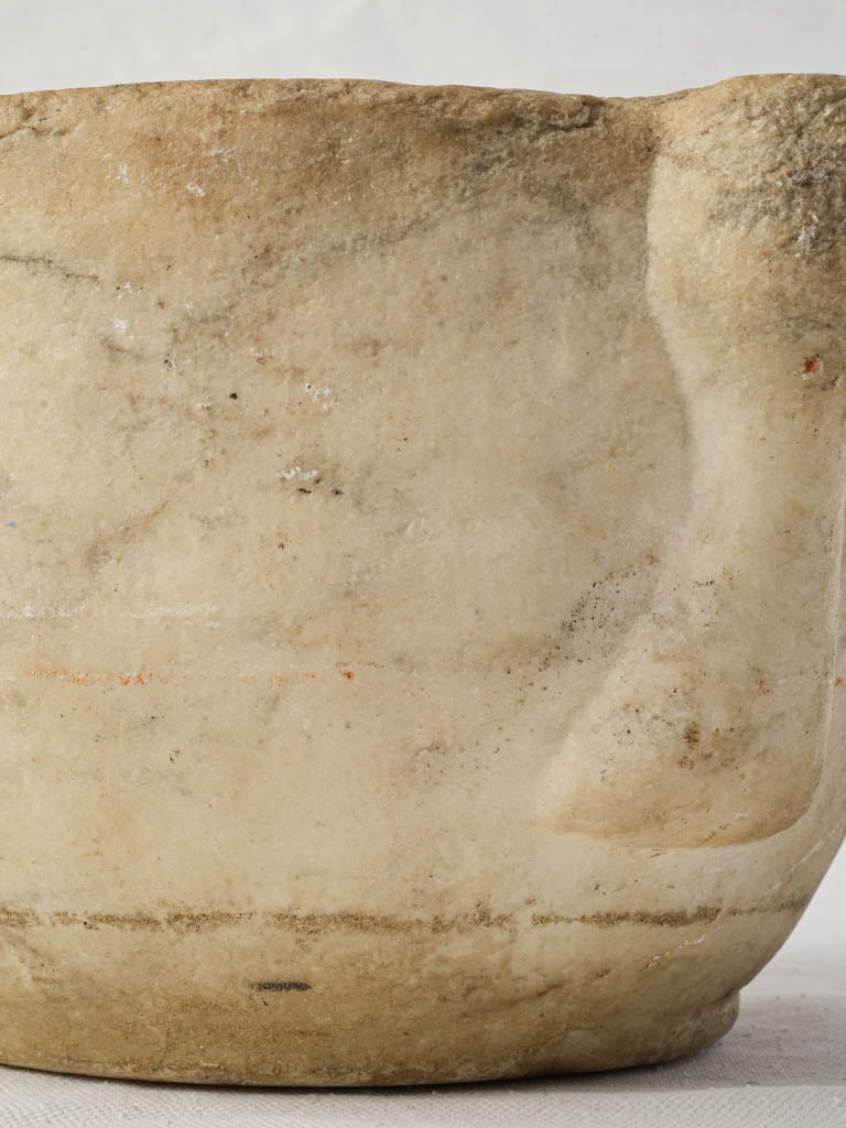 18th-Century Hand-Carved Marble Mortar - 11¾"
