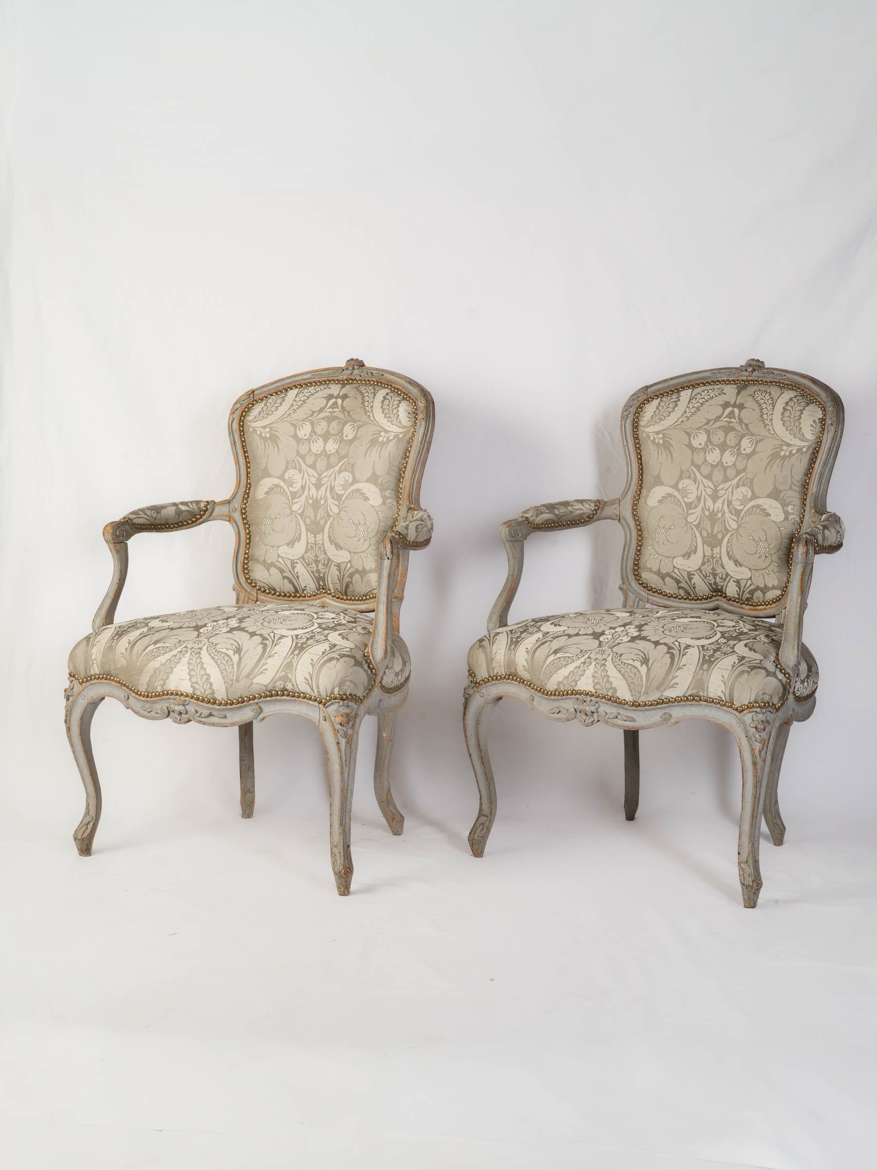 Pair of Louis XV Cabriolets Stamped by Blaise Maucuy w/ Original Paint - 35½" x 24¾"