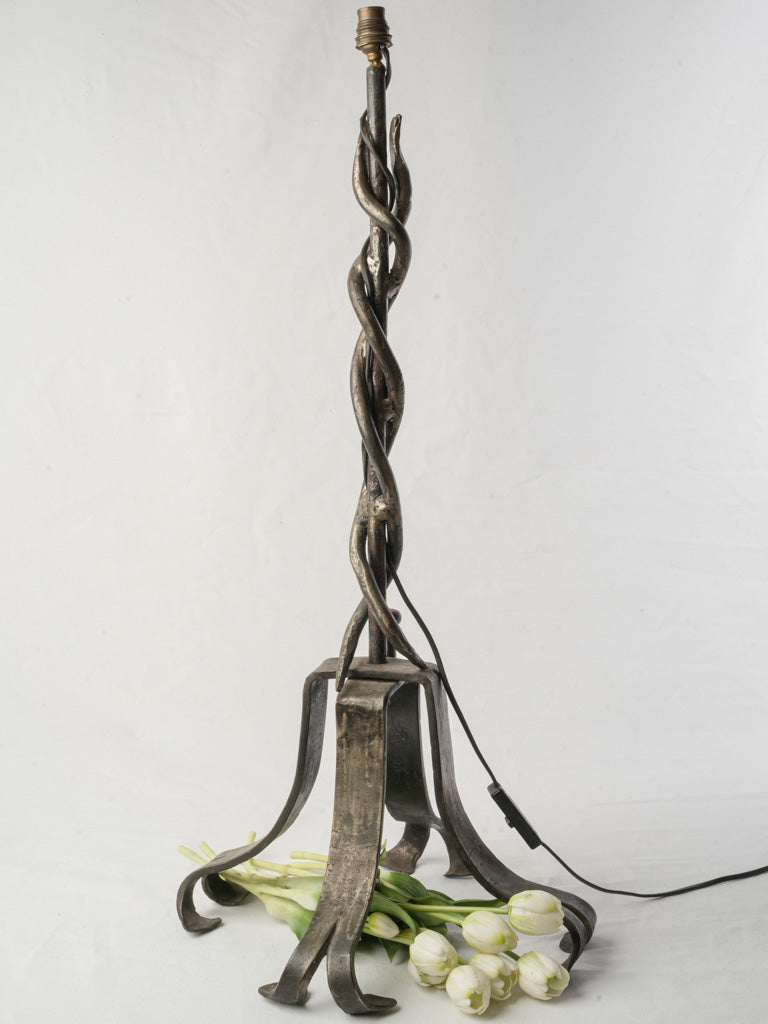Tall French Wrought Iron Serpent Table Lamp Circa 1930s–1940s - 33"