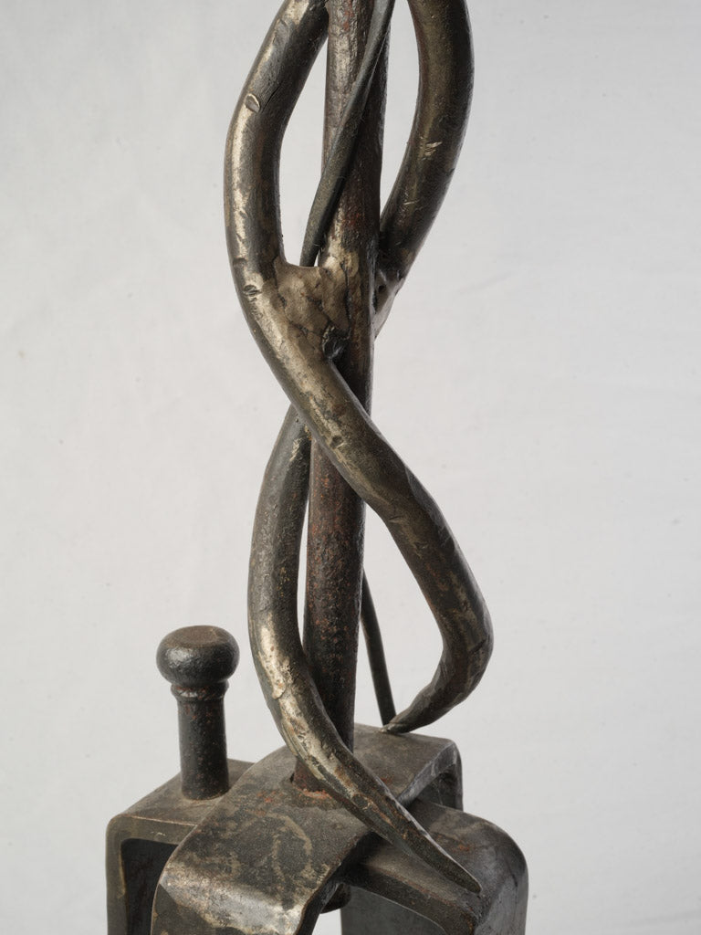 Tall French Wrought Iron Serpent Table Lamp Circa 1930s–1940s - 33"