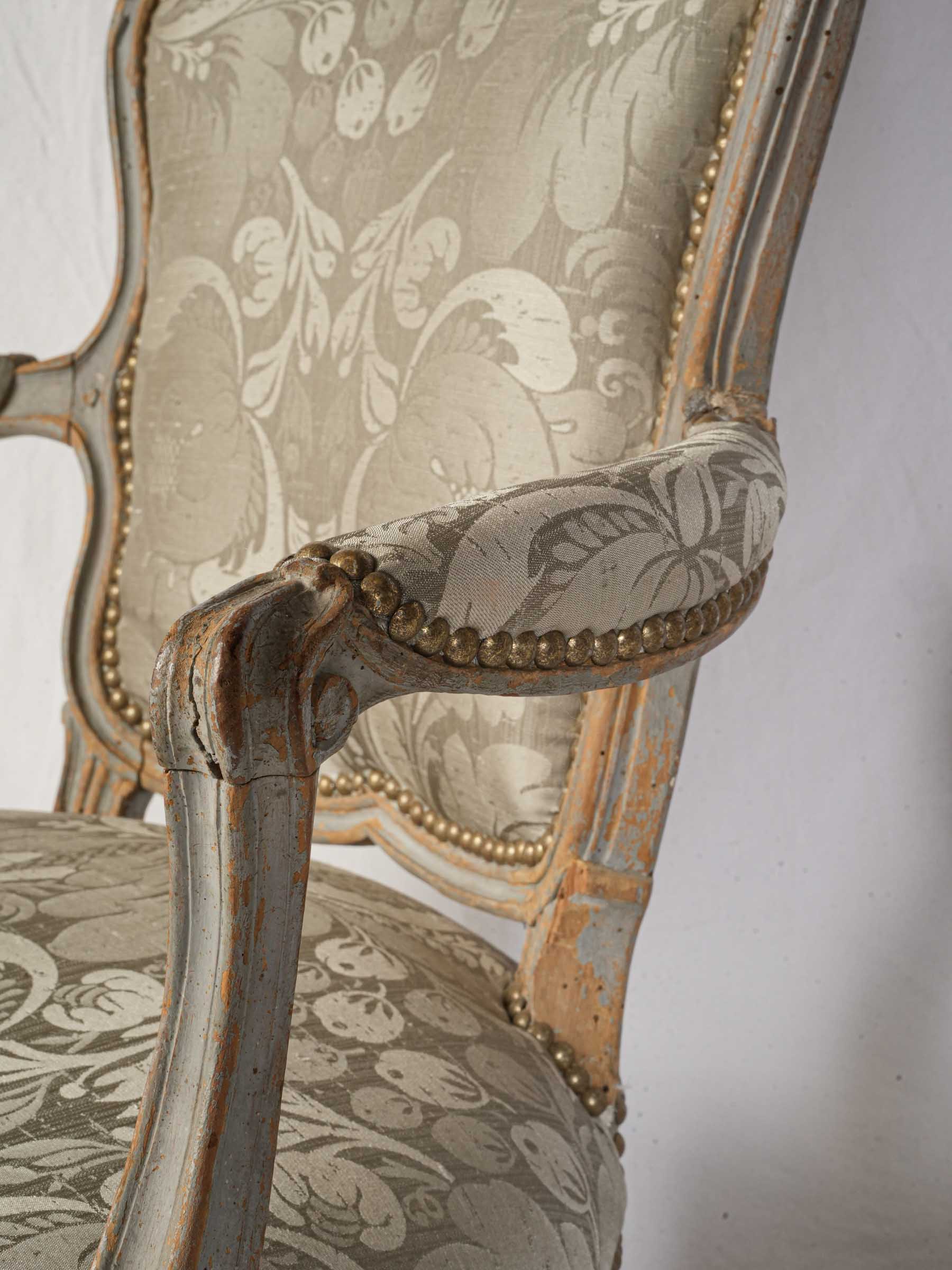 Pair of Louis XV Cabriolets Stamped by Blaise Maucuy w/ Original Paint - 35½" x 24¾"