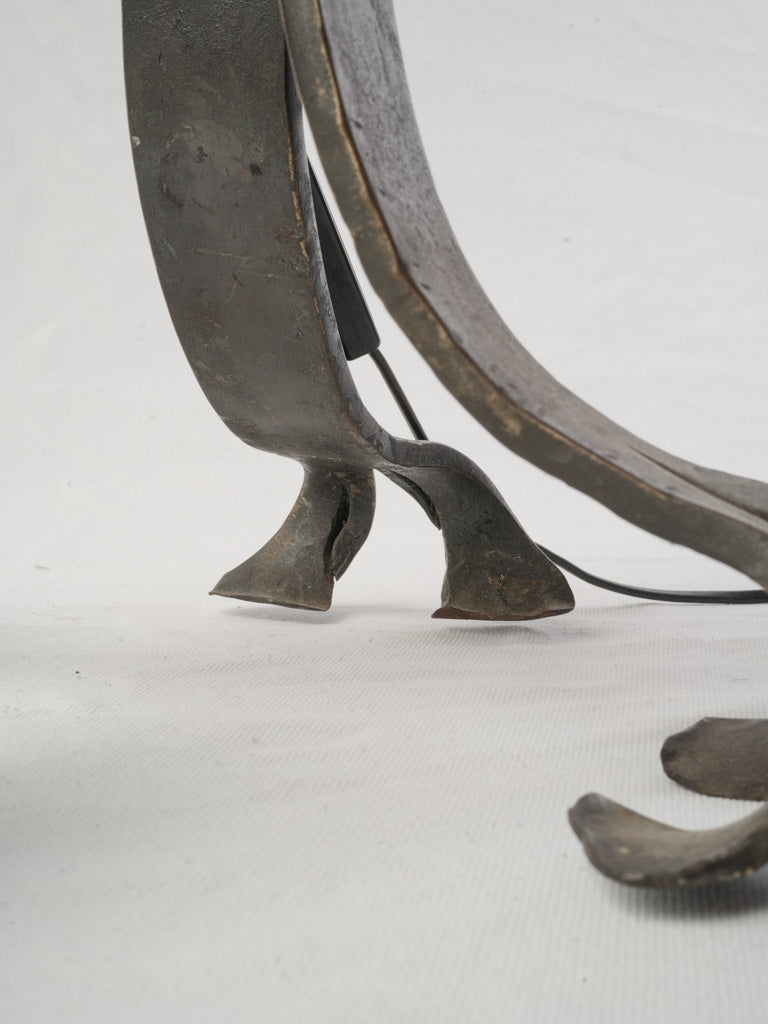 Tall French Wrought Iron Serpent Table Lamp Circa 1930s–1940s - 33"
