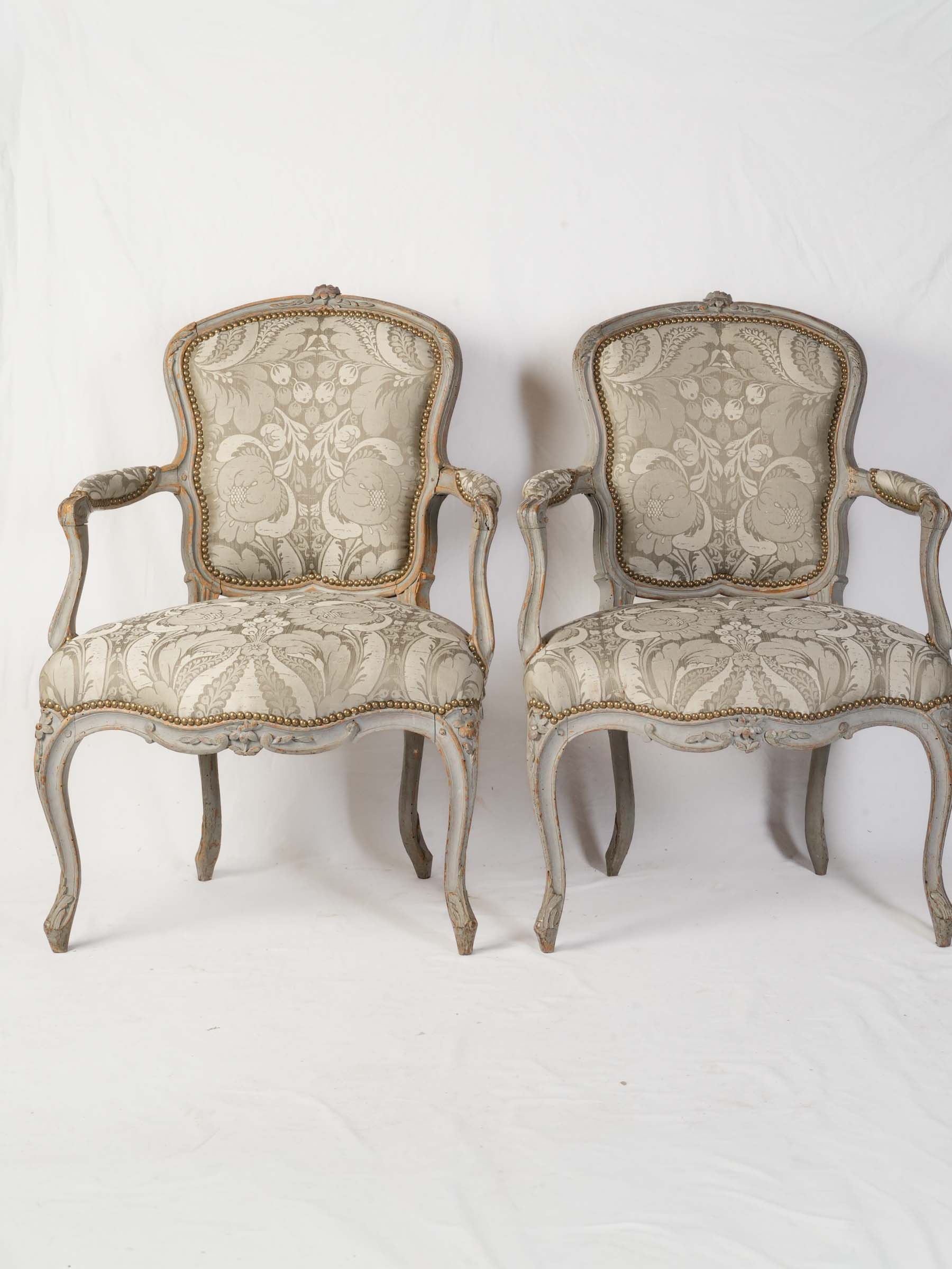 Pair of Louis XV Cabriolets Stamped by Blaise Maucuy w/ Original Paint - 35½" x 24¾"