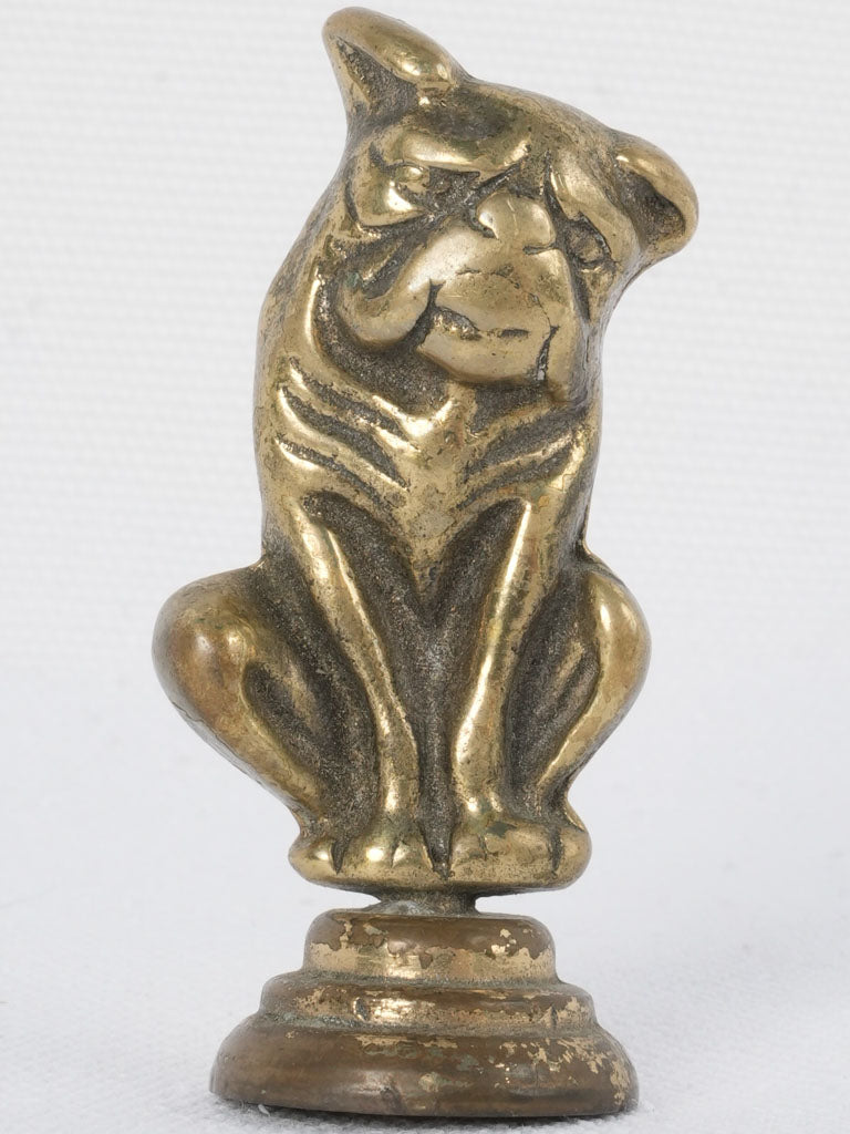 Vintage bronze radiator cap dog