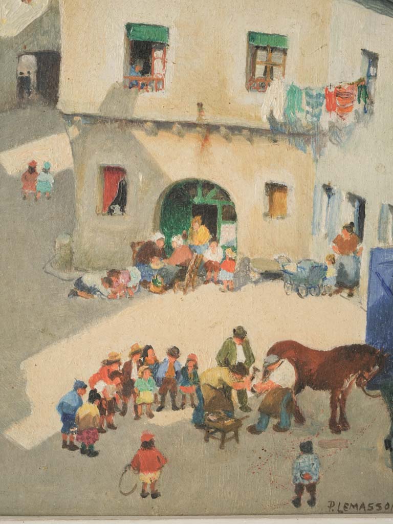 Lively narrative market day tableau