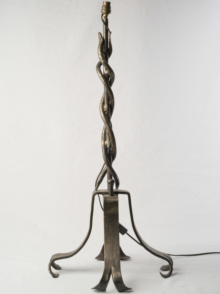 Tall French Wrought Iron Serpent Table Lamp Circa 1930s–1940s - 33"