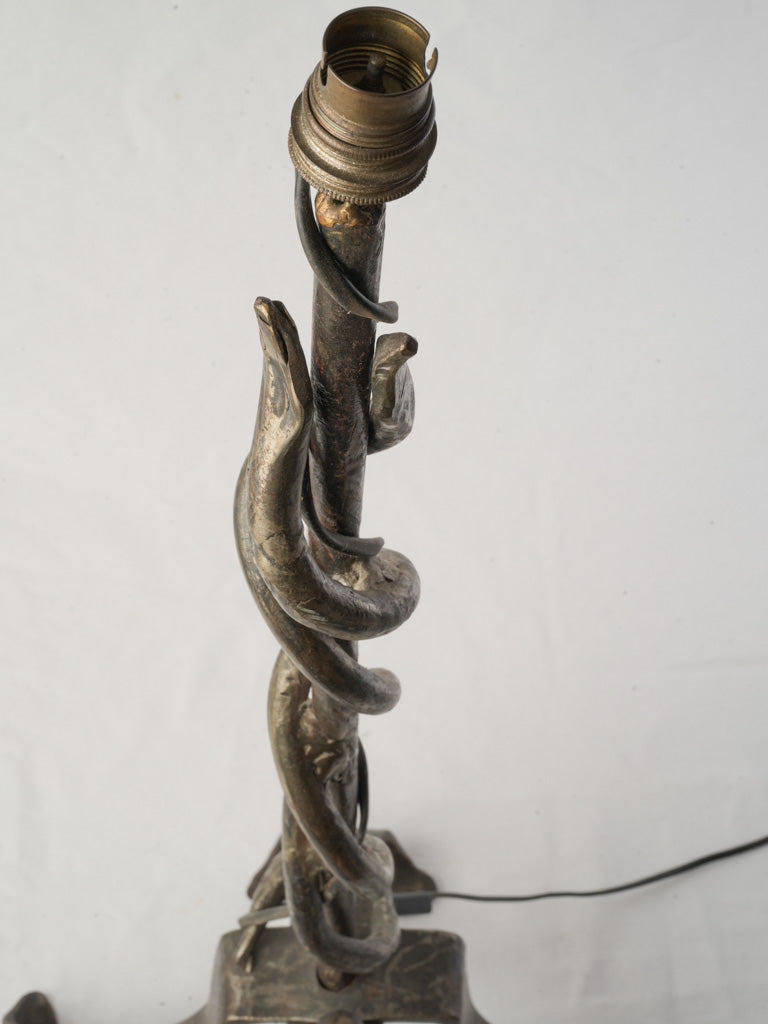 Tall French Wrought Iron Serpent Table Lamp Circa 1930s–1940s - 33"