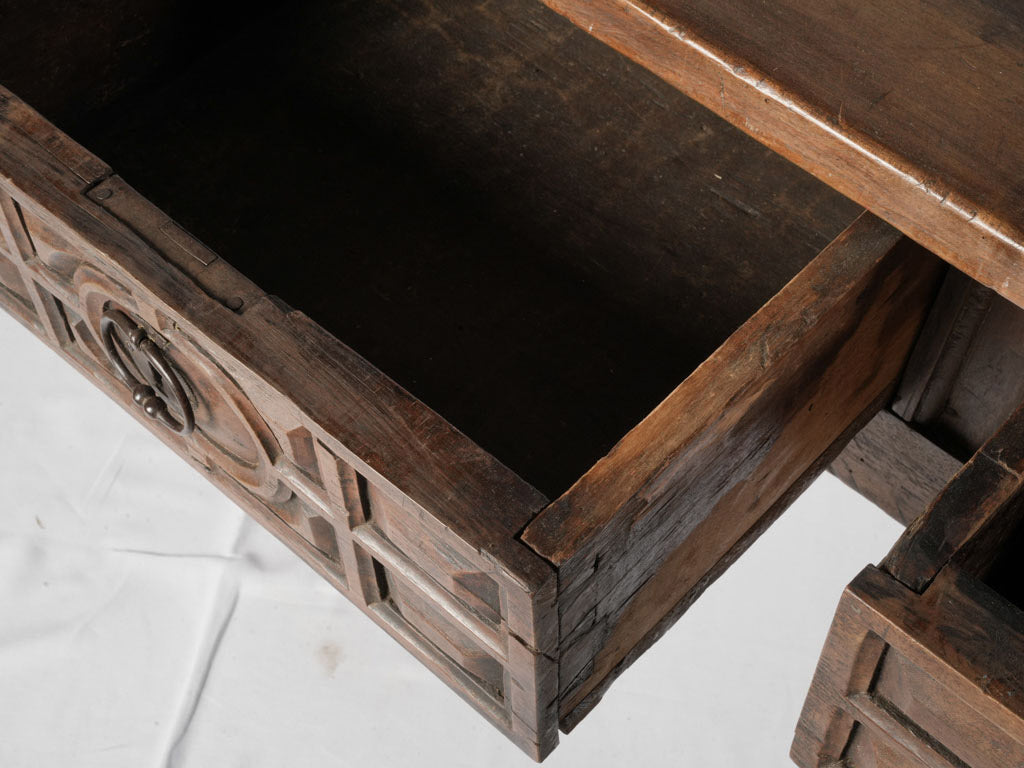 Mellow patina walnut console