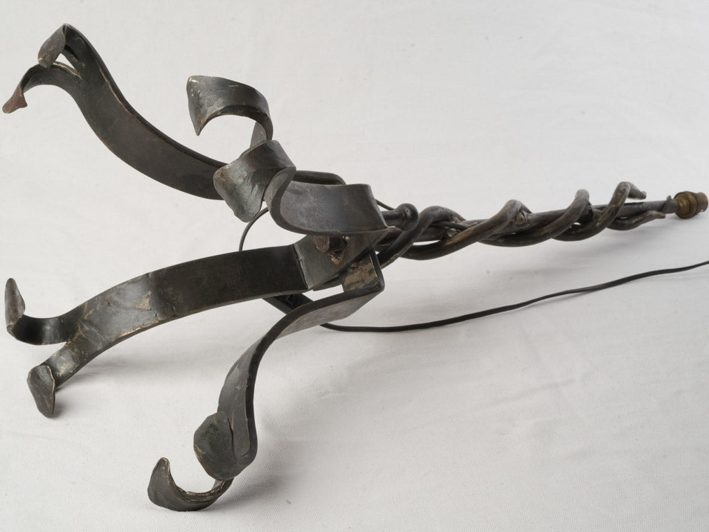 Tall French Wrought Iron Serpent Table Lamp Circa 1930s–1940s - 33"