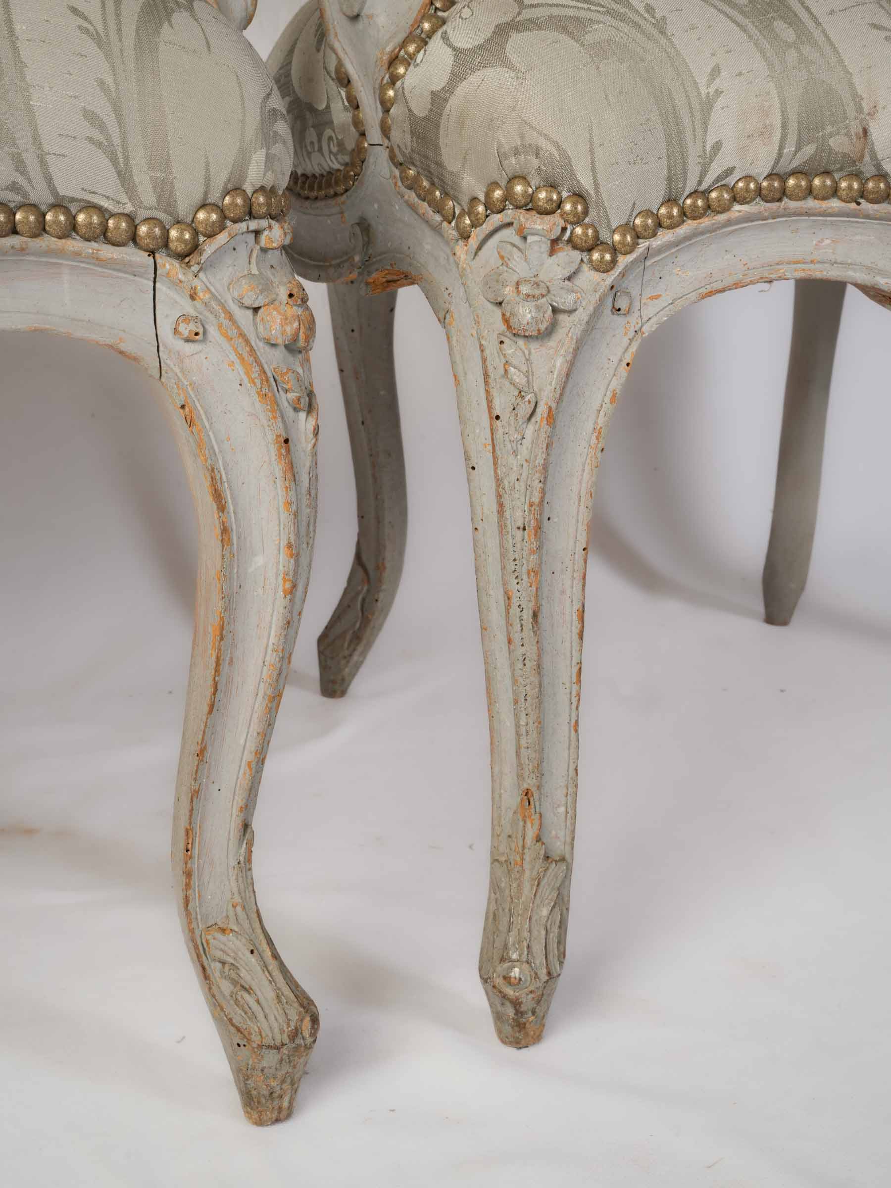 Pair of Louis XV Cabriolets Stamped by Blaise Maucuy w/ Original Paint - 35½" x 24¾"