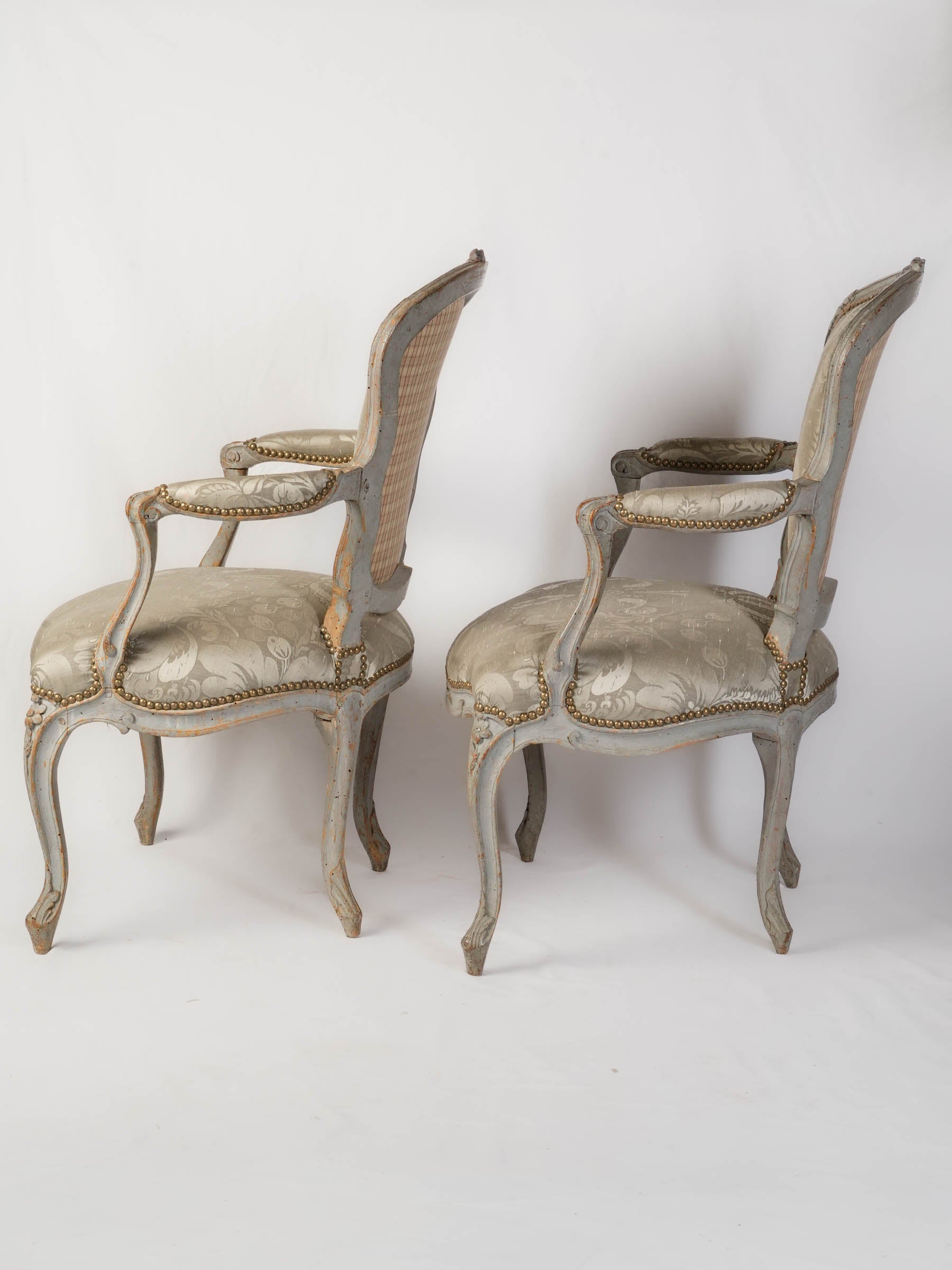 Pair of Louis XV Cabriolets Stamped by Blaise Maucuy w/ Original Paint - 35½" x 24¾"