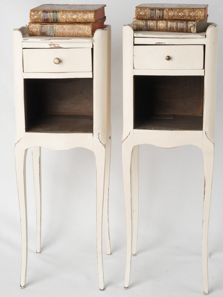 Rustic small beige nightstand set