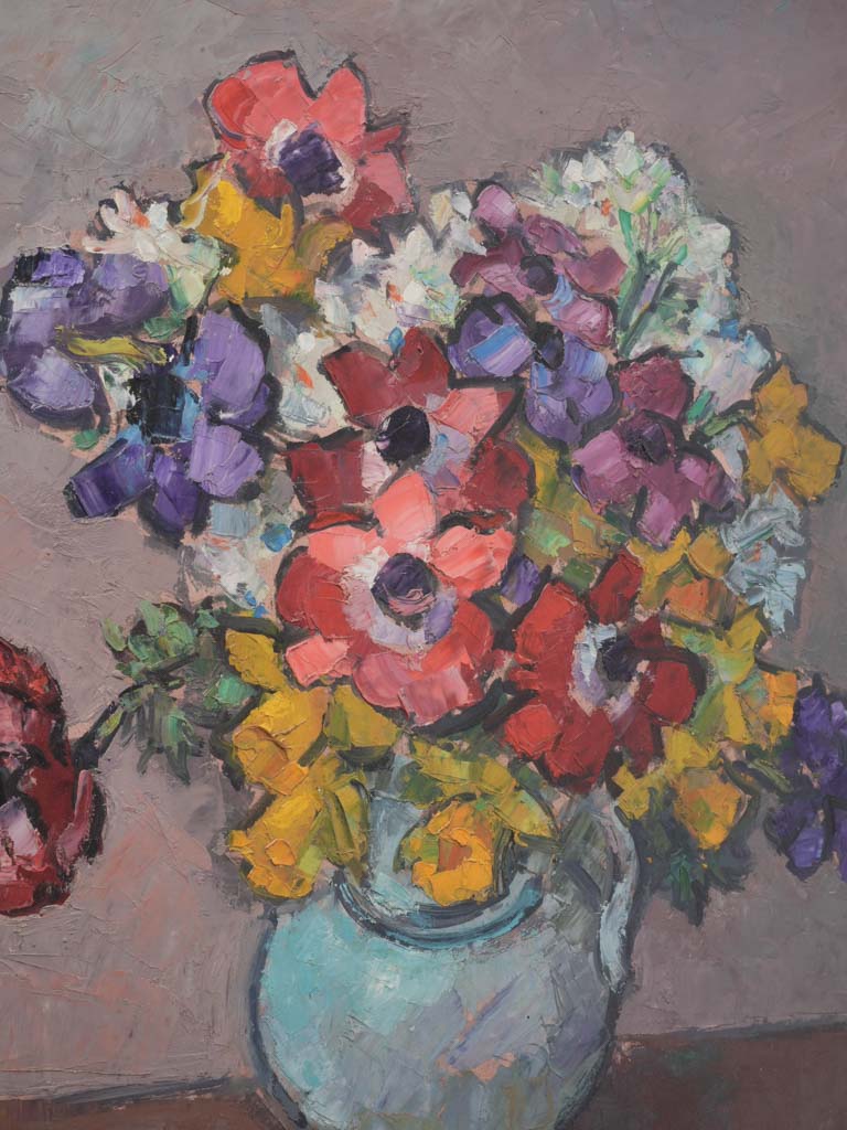 Colorful impasto anemone floral art
