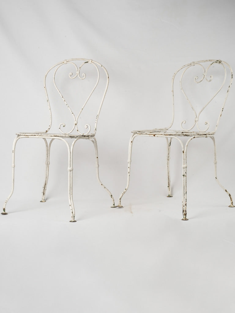 Vintage White French Iron Garden Chairs
