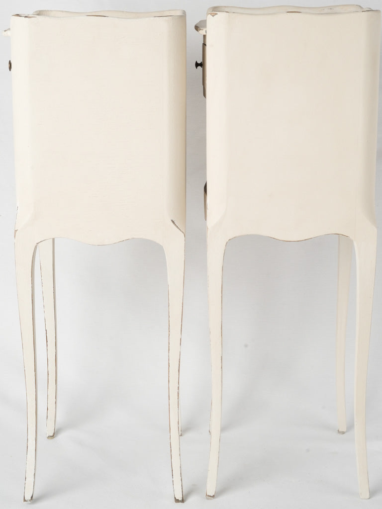 Petite off-white French bedside tables