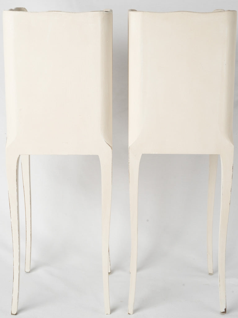 Rustic vintage beige nightstand pair