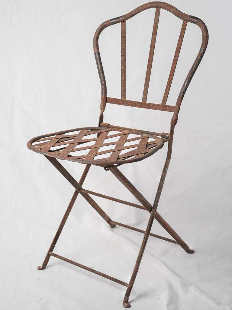 Vintage French Wrought Iron Folding Garden Chair 33½