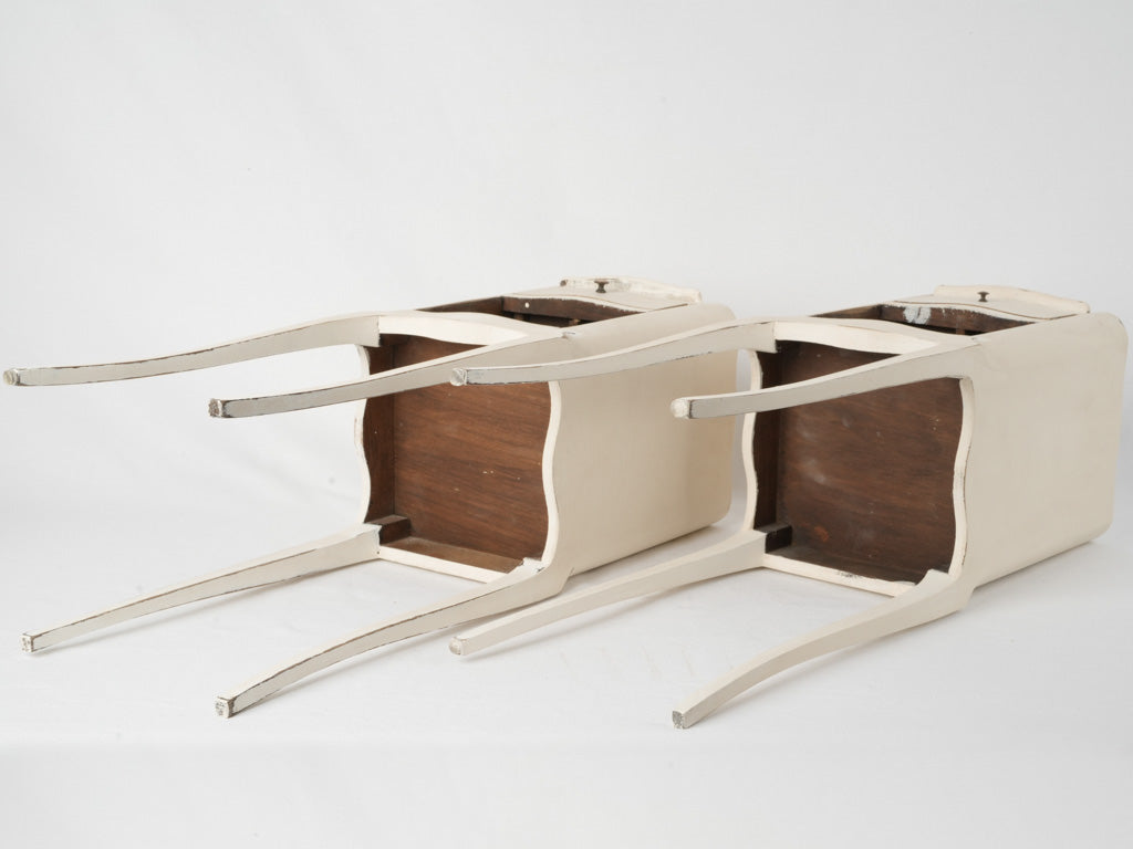 Rustic vintage off-white nightstand duo