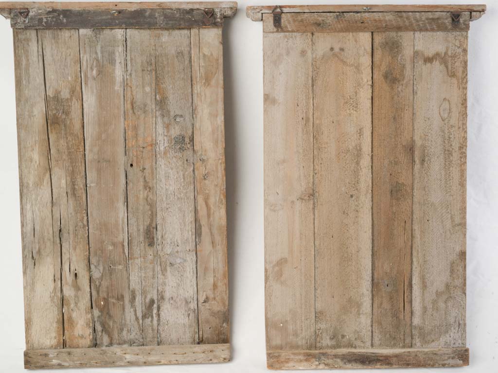 Pair of French Rustic Wall Panels W/ Iron Candle Sconces Circa 1970s - 28¼" x 18"