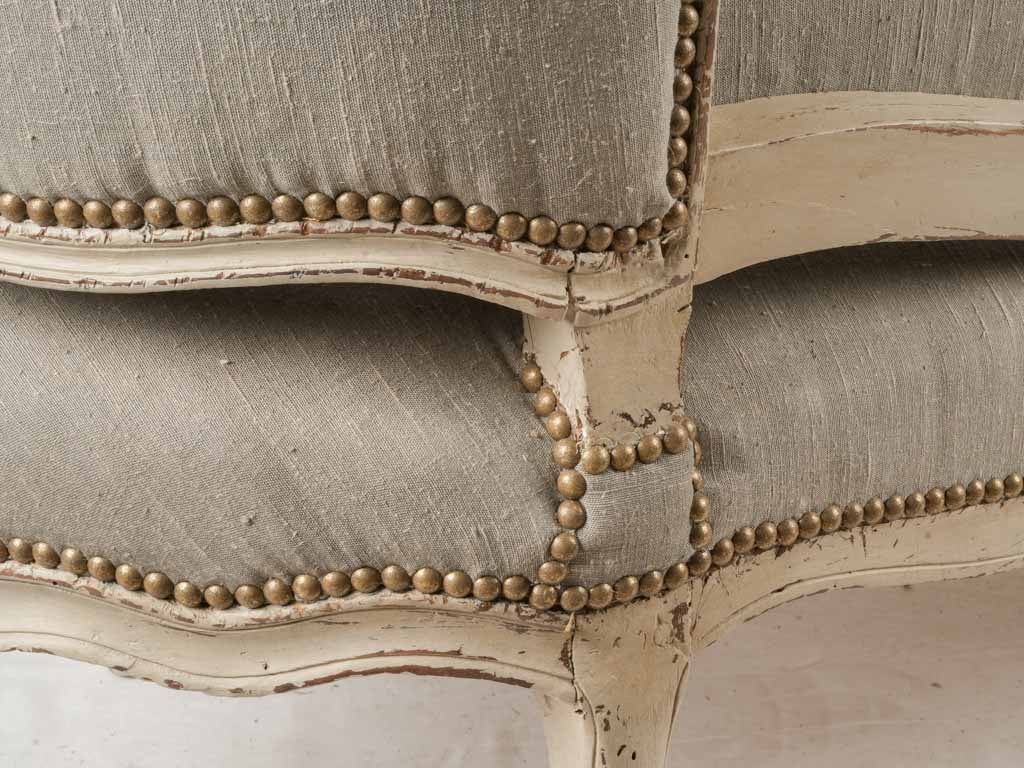 Artisan crafted wooden frame settee