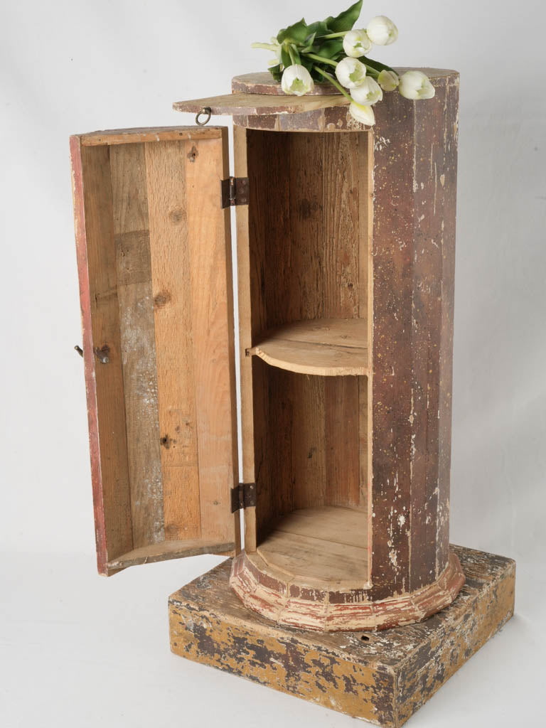 Weathered 19th-century pine column cabinet