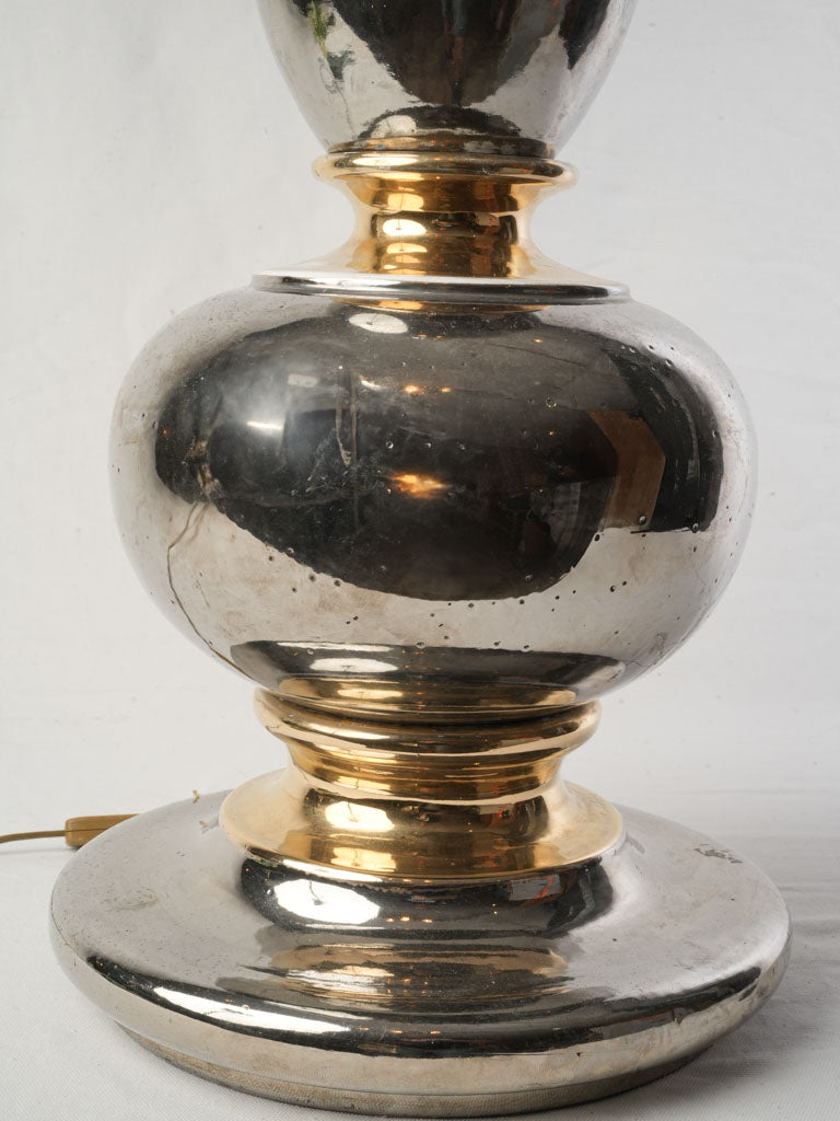 1970s Italian Silver and Gold Stacked Gourd Table Lamp - 33"