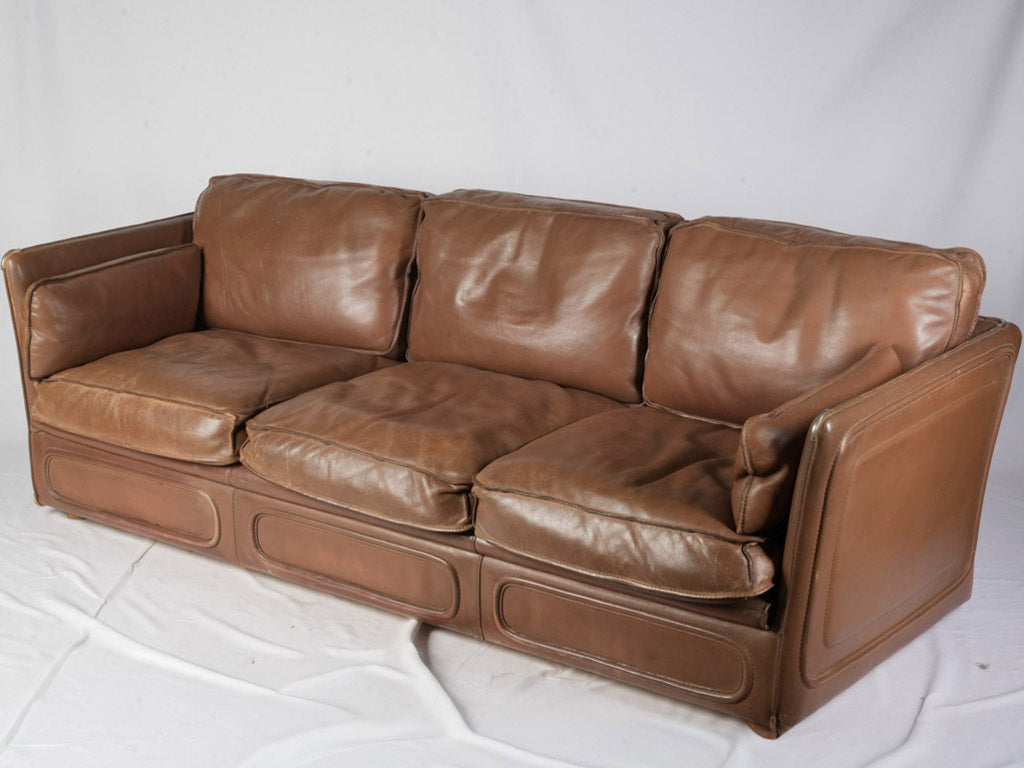 French 1980s Roche Bobois Sofa Suite in Patinated Leather