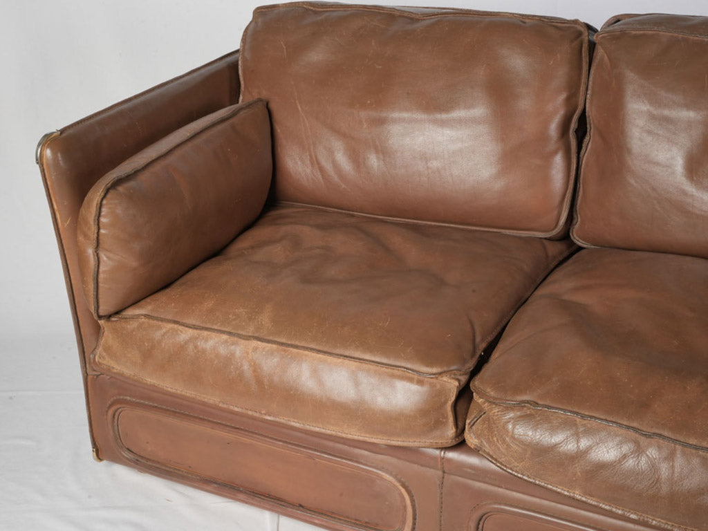French 1980s Roche Bobois Sofa Suite in Patinated Leather