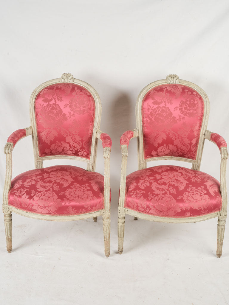 Opulent magenta floral motif chairs