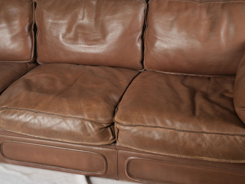 French 1980s Roche Bobois Sofa Suite in Patinated Leather