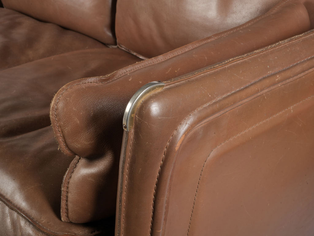 French 1980s Roche Bobois Sofa Suite in Patinated Leather