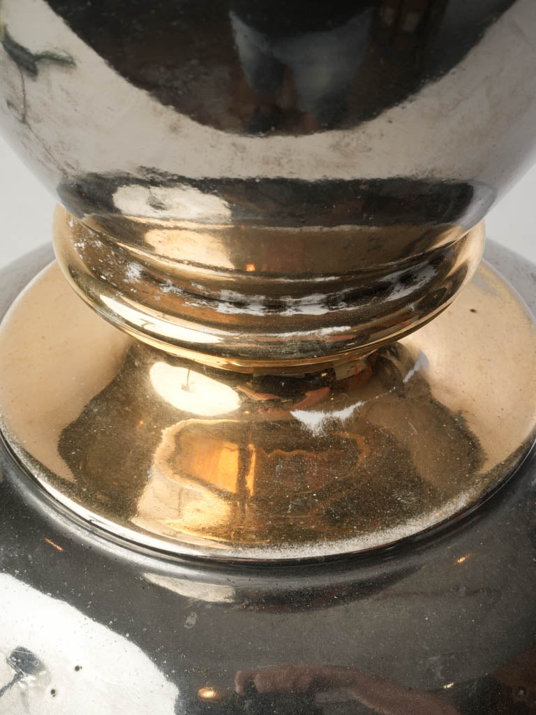 1970s Italian Silver and Gold Stacked Gourd Table Lamp - 33"
