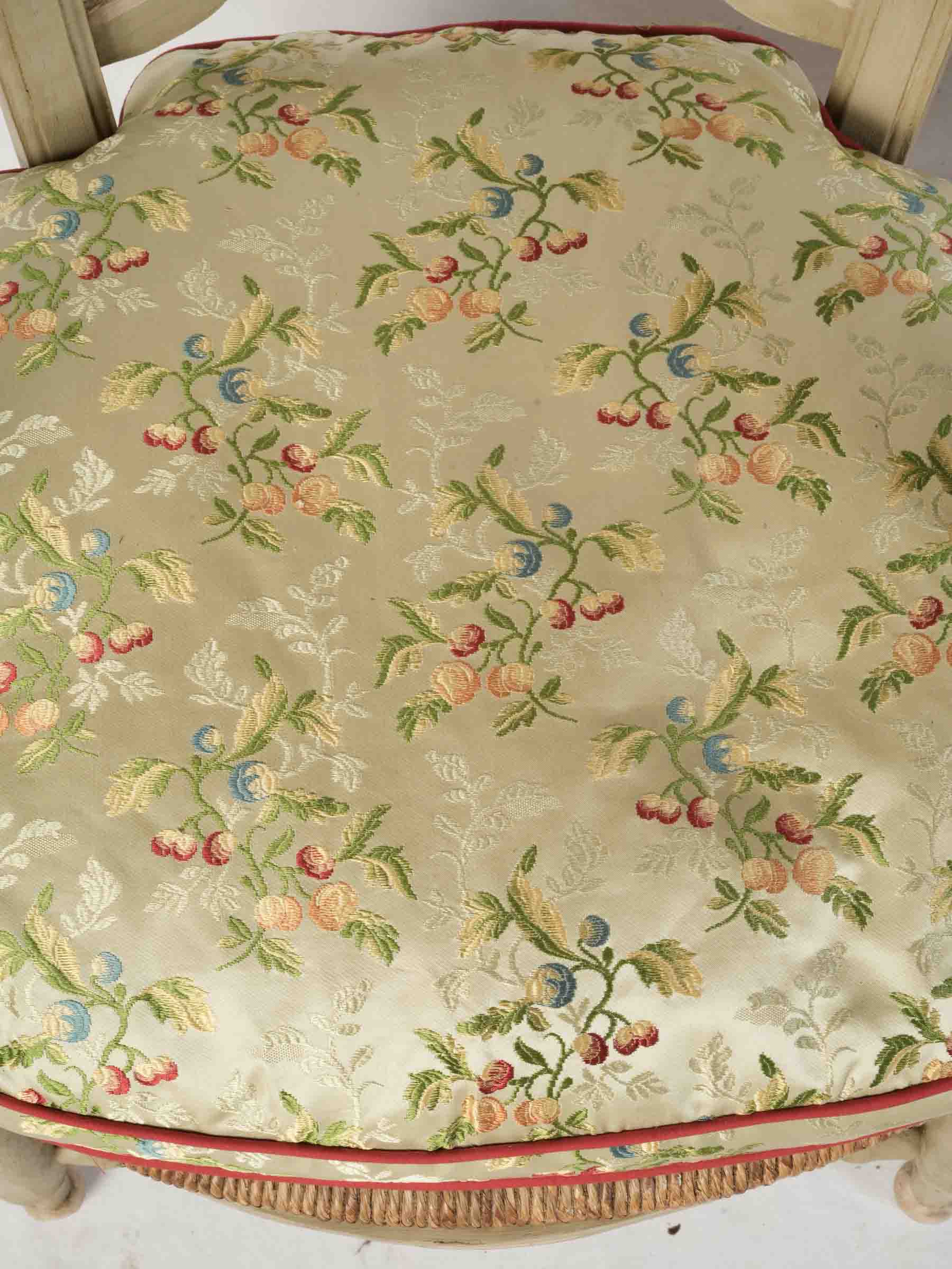 Near Pair of Provençal Armchairs w/ Luminous Embroidered Silk Cushions - 36¼" x 22¾"