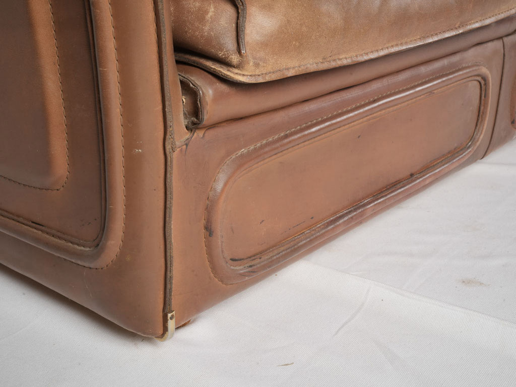 French 1980s Roche Bobois Sofa Suite in Patinated Leather